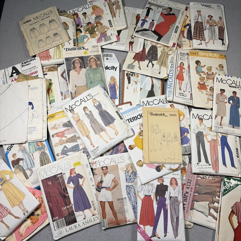 Vintage Womens Sewing Patterns Lot of 32 + Simplicity McCalls Butterick 80s 90s